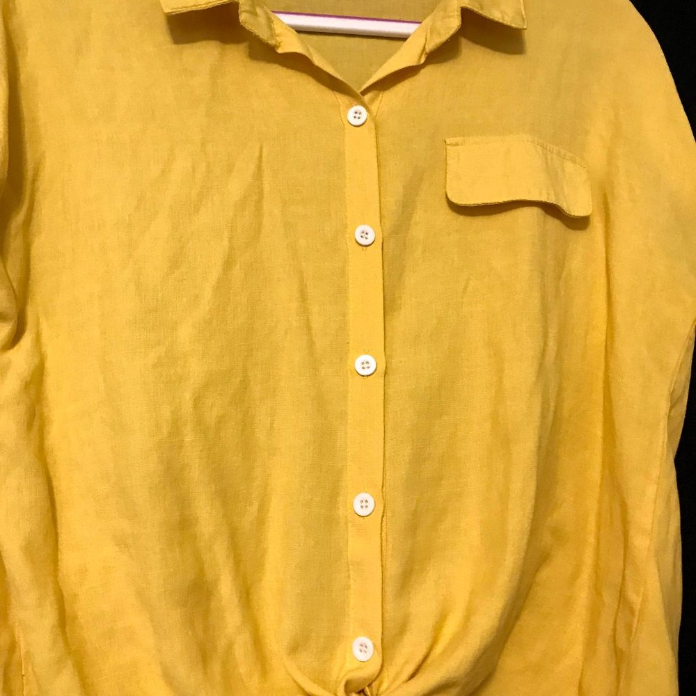 Yellow button down with front tie